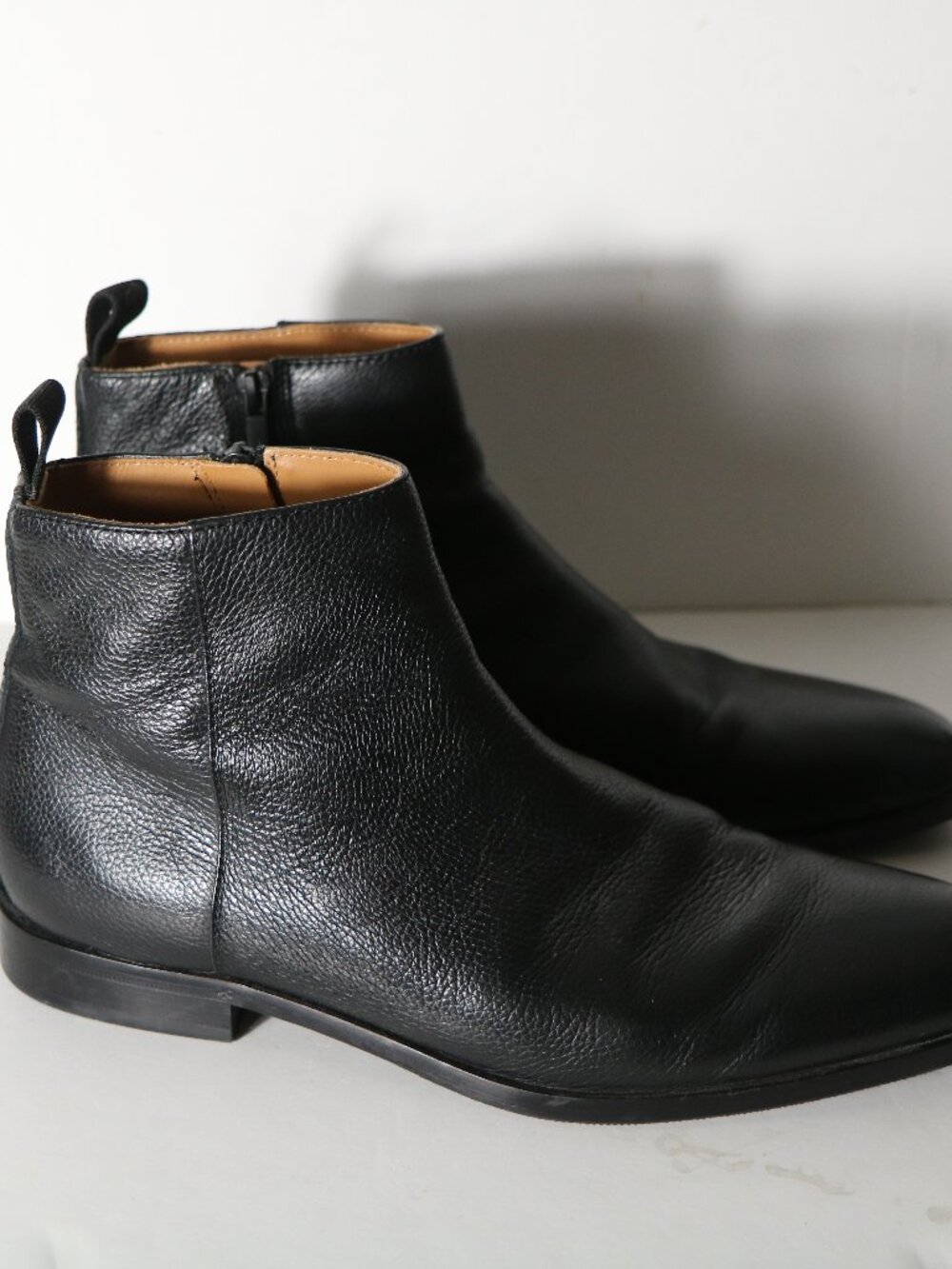 Boos Hugo Boss Mens Colby Pebbled Leather Black Dress Boot 10 Zip Up Comfort